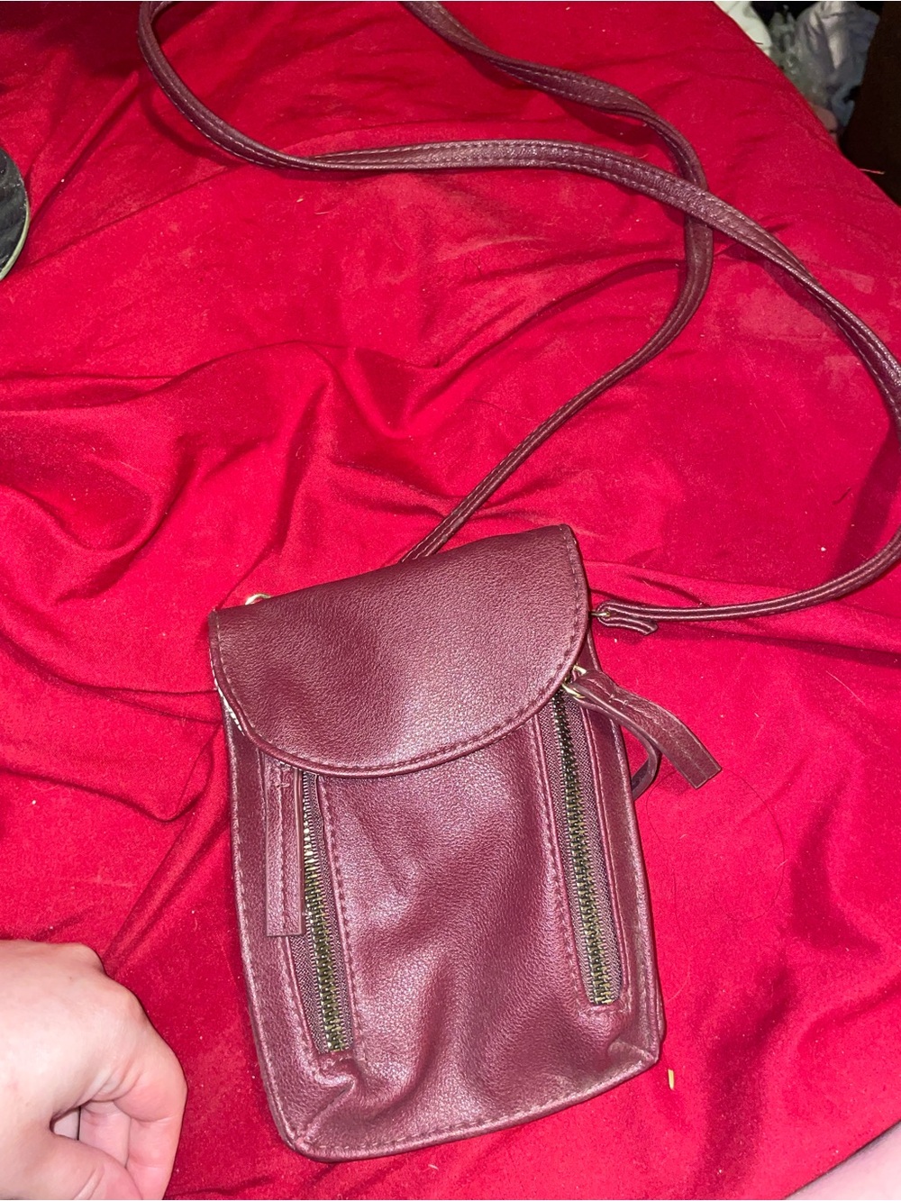 Women's Burgundy Crossbody Phone Bag - Unbranded